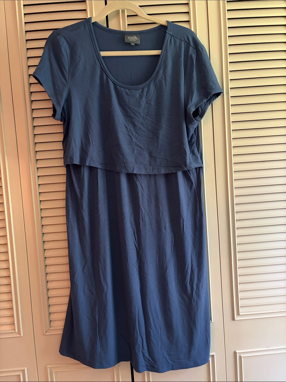 Milk Nursing Midi Dress in Deep Navy